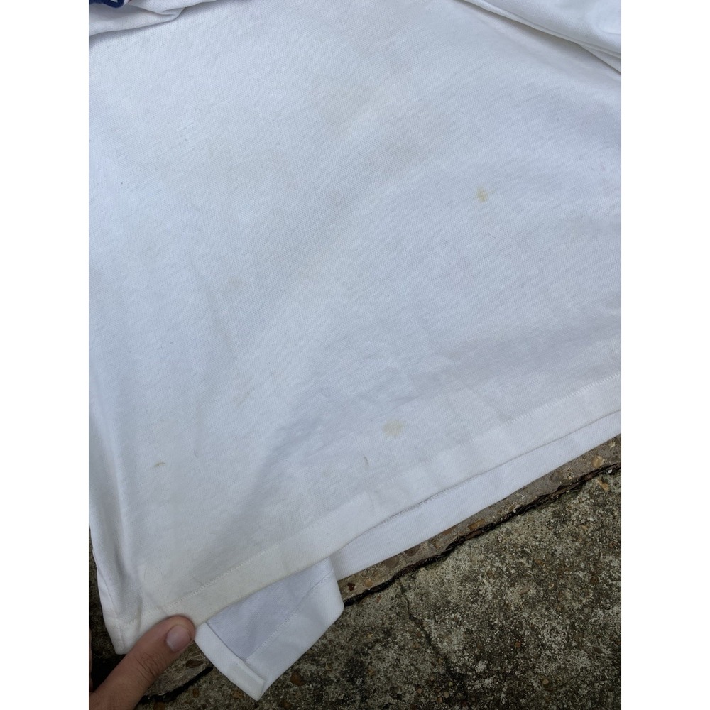 Vintage 70's Stan Smith Duofold White Tennis Polo Shirt Size Large Made In USA - Picture 3 of 11